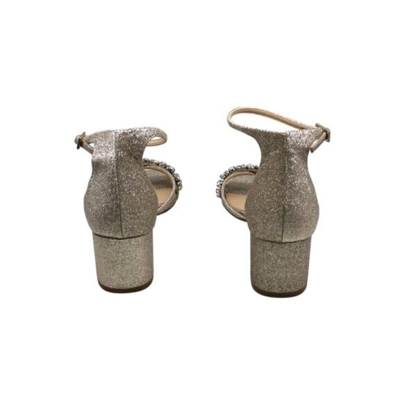 Jewel Badgley Mischka Gold Block Heel Evening Sandals - Picture 3 of 8